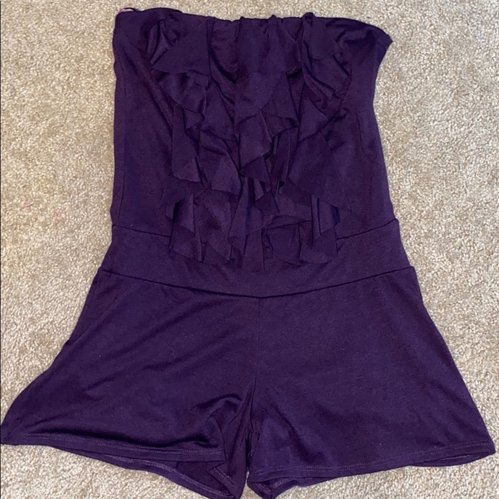 Strapless ruffle romper